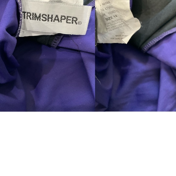 Trimshaper Ruched Purple One Piece Swimsuit 14 Slimming Adjustable Straps - Picture 5 of 10